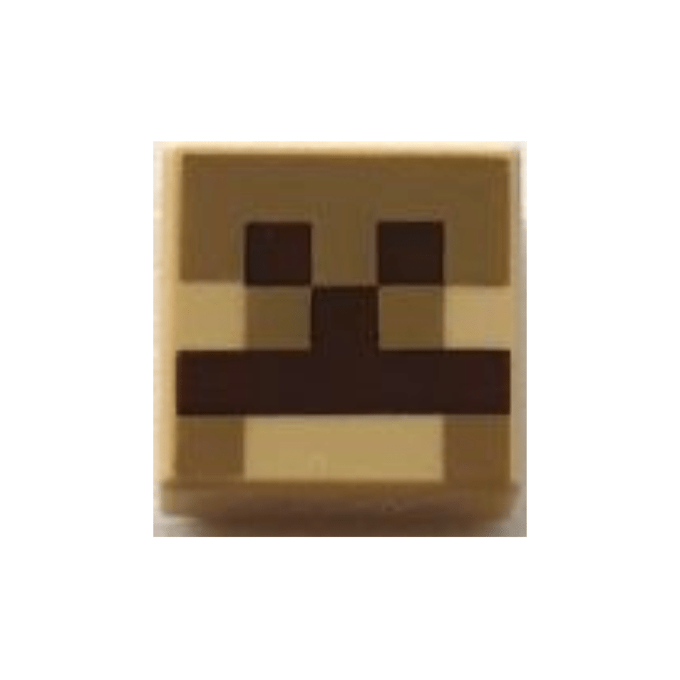 Tan Tile 1 x 1 with Pixelated Dark Brown and Dark Tan Pattern Minecraft Camel Nose and Mouth