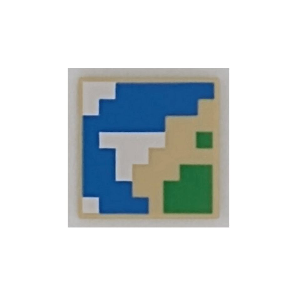 Tan Tile 2 x 2 with Pixelated Blue, Green, and White Pattern Minecraft Map