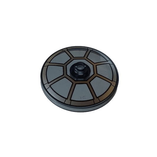Trans-Black Dish 4 x 4 Inverted Radar with Open Stud with Silver Radial TIE Bomber / Fighter Cockpit Pattern
