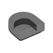 Trans-Black Tile, Round 1 x 1 Half Circle Extended