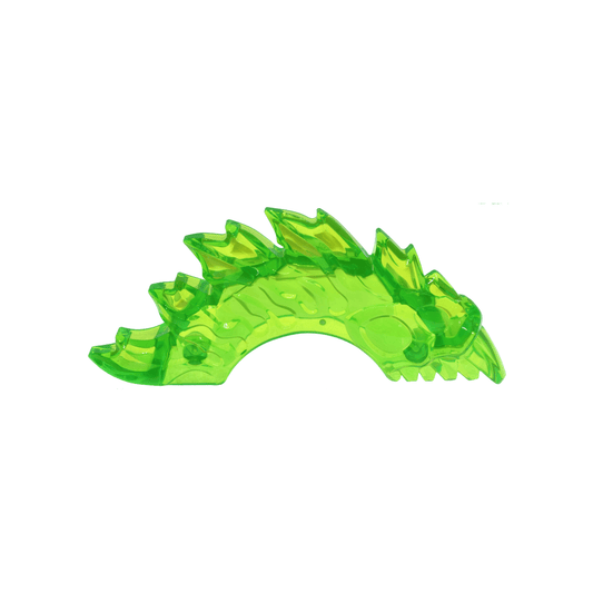 Trans-Bright Green Power Burst, Curved with Monster Head and Jagged Spines