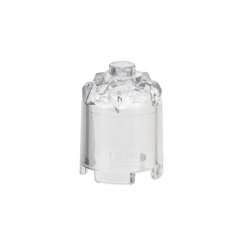 Trans-Clear Brick, Round 2 x 2 x 2 Crystal Facets on Top