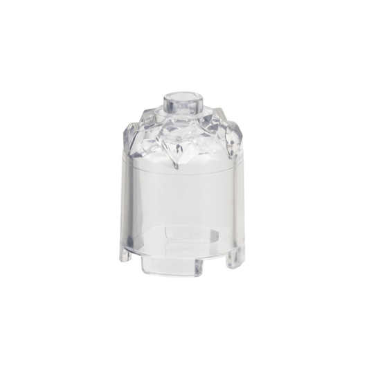 Trans-Clear Brick, Round 2 x 2 x 2 Crystal Facets on Top