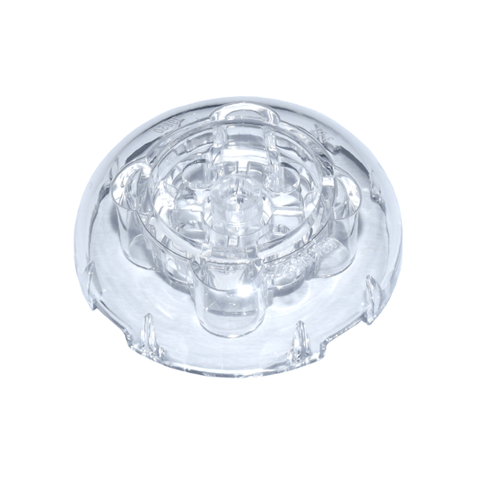Trans-Clear Brick, Round 4 x 4 Dome Top with 2 x 2 Recessed Center