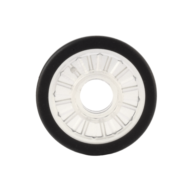 Trans-Clear Wheel Wheelchair with Technic Pin Hole with Molded Black Hard Rubber Tire Pattern