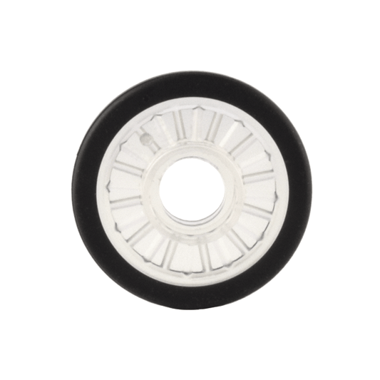 Trans-Clear Wheel Wheelchair with Technic Pin Hole with Molded Black Hard Rubber Tire Pattern