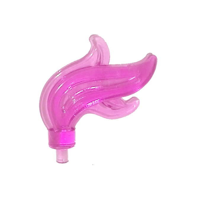 Trans-Dark Pink Minifigure, Plume Feather Triple Compact / Flame / Water with Small Pin