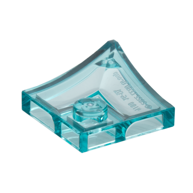 Trans-Light Blue Arch 2 x 2 Inverted Corner with Recessed Stud