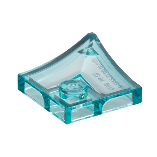 Trans-Light Blue Arch 2 x 2 Inverted Corner with Recessed Stud