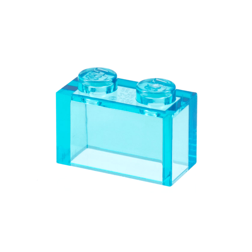 Trans-Light Blue Brick 1 x 2 without Bottom Tube