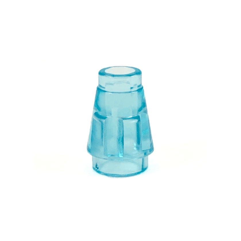 Trans-Light Blue Cone 1 x 1 with Top Groove