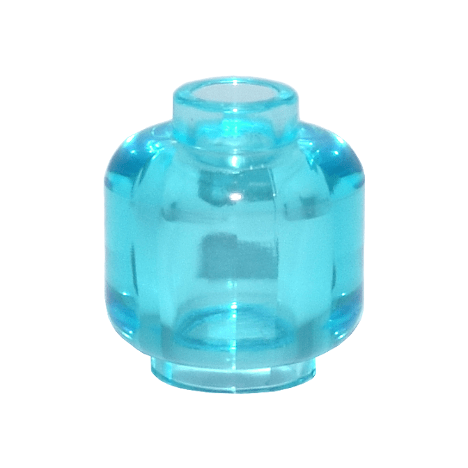 Trans-Light Blue Minifigure, Head Plain