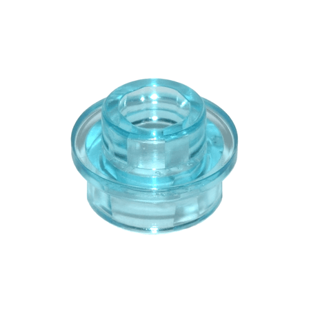 Trans-Light Blue Plate, Round 1 x 1 with Open Stud