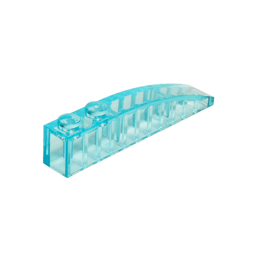 Trans-Light Blue Slope, Curved 6 x 1 with 2 Studs