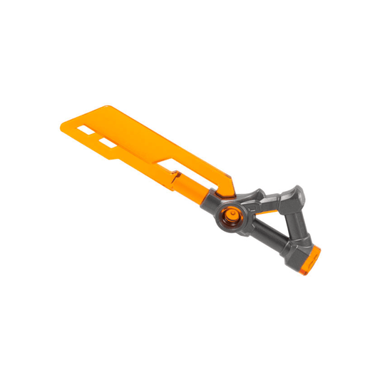 Trans-Orange Minifigure, Weapon Sword with 3 Holes in Blade with Molded Pearl Dark Gray Triangular Hilt Pattern Ninjago Imperium Sword