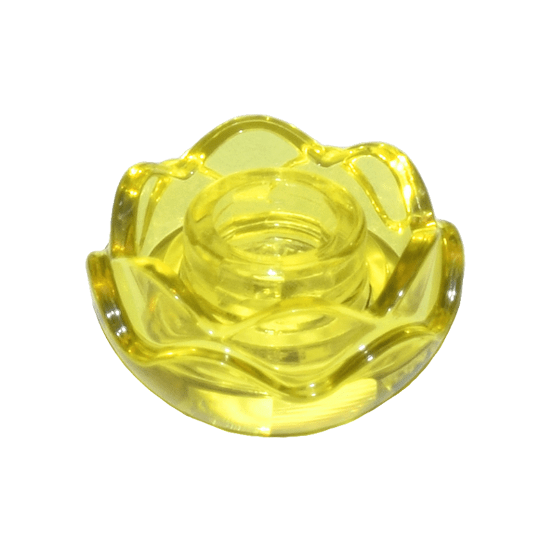 Trans-Yellow Plant Flower Round with 2 Layers Peony Rose with Open Stud and Small Pin Hole