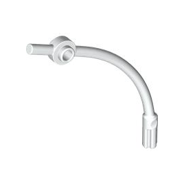 White Bar Curved with Axle 1L and 1 x 1 Round Plate End