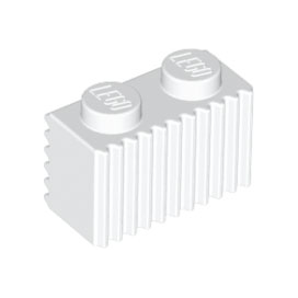 White Brick, Modified 1 x 2 with Grille / Fluted Profile