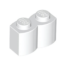 White Brick, Modified 1 x 2 with Log Profile