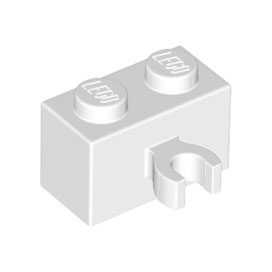 White Brick, Modified 1 x 2 with Open O Clip Thick Vertical Grip