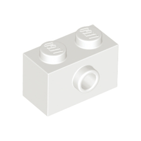 White Brick, Modified 1 x 2 with Stud on Side with Bottom Stud Holder