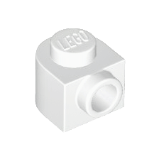 White Brick, Round 1 x 1 x 2/3 Half Circle Extended with Stud on Side