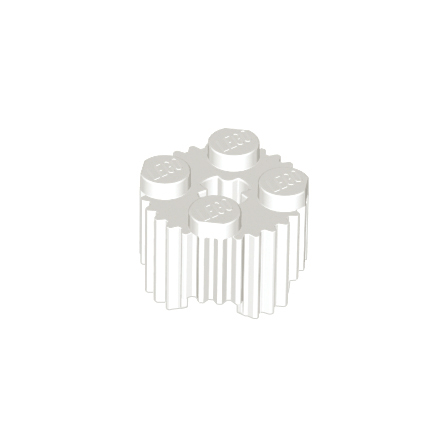 White Brick, Round 2 x 2 with Axle Hole and Grille / Fluted Profile