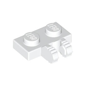 White Hinge Plate 1 x 2 Locking with 2 Fingers on Side