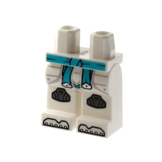 White Hips and Legs with Medium Azure Sash, Pearl Dark Gray Knee Pads, Silver Toes Pattern