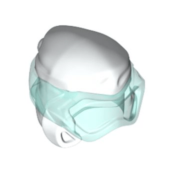 White Minifigure, Headgear Ninjago Wrap Type 8 with Molded Trans-Light Blue Scuba Diver Mask Pattern
