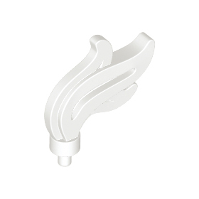 White Minifigure, Plume Feather Triple Compact / Flame / Water with Small Pin