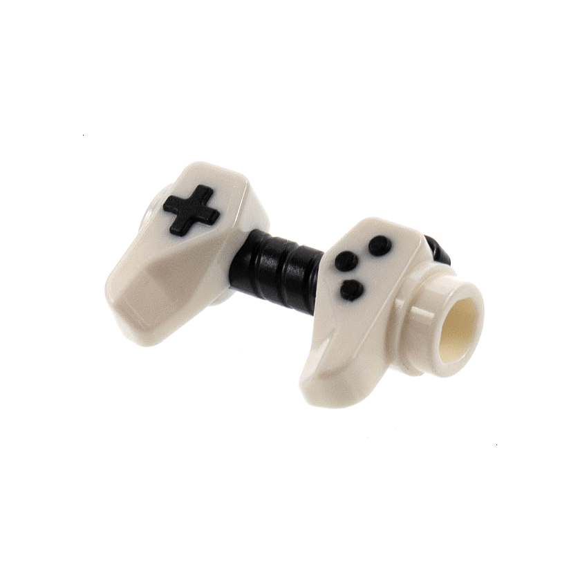 White Minifigure, Utensil Game Controller, Holes on Sides for Bar with Molded Black Buttons and Center Handle Pattern