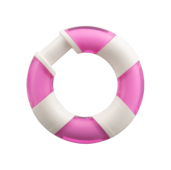 White Minifigure, Utensil Life Preserver with Molded Trans-Dark Pink Sections Pattern