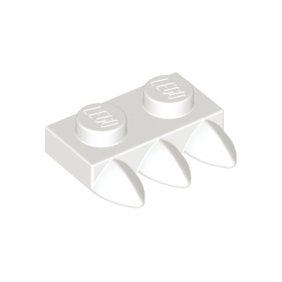 White Plate, Modified 1 x 2 with 3 Teeth
