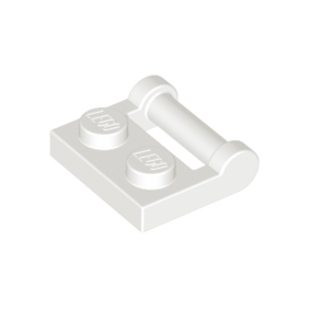 White Plate, Modified 1 x 2 with Bar Handle on Side - Closed Ends