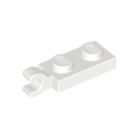 White Plate, Modified 1 x 2 with Clip on End Horizontal Grip