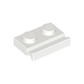 White Plate, Modified 1 x 2 with Door Rail