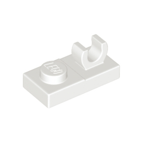 White Plate, Modified 1 x 2 with Open O Clip on Top