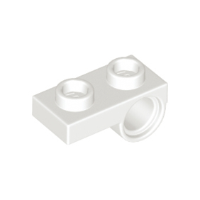White Plate, Modified 1 x 2 with Pin Hole on Bottom