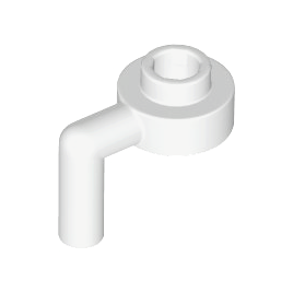 White Plate, Round 1 x 1 Open Stud with Bar Arm Down