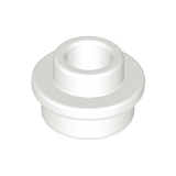 White Plate, Round 1 x 1 with Open Stud