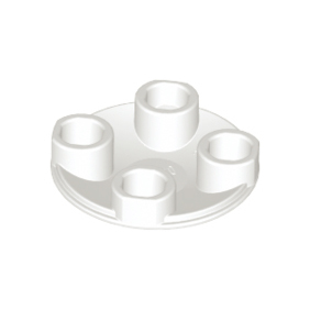 White Plate, Round 2 x 2 with Rounded Bottom Boat Stud