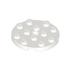 White Plate, Round 4 x 4 with Hole