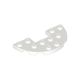 White Plate, Round Half 3 x 6 with 1 x 2 Cutout