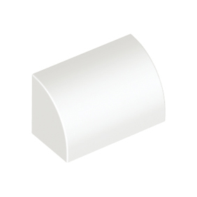 White Slope, Curved 1 x 2 with Bottom Stud Holder
