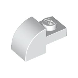 White Slope, Curved 2 x 1 with Recessed Stud