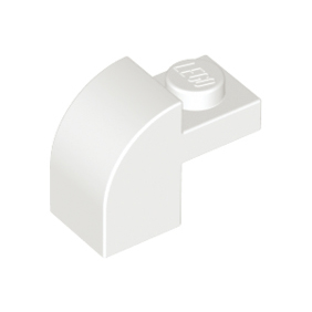 White Slope, Curved 2 x 1 x 1 1/3 with Recessed Stud