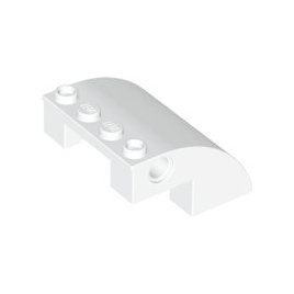 White Slope, Curved 4 x 4 x 2 with 4 Studs and Pin Holes