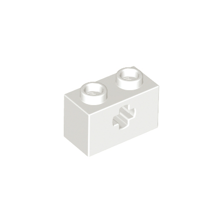 White Technic, Brick 1 x 2 with Axle Hole