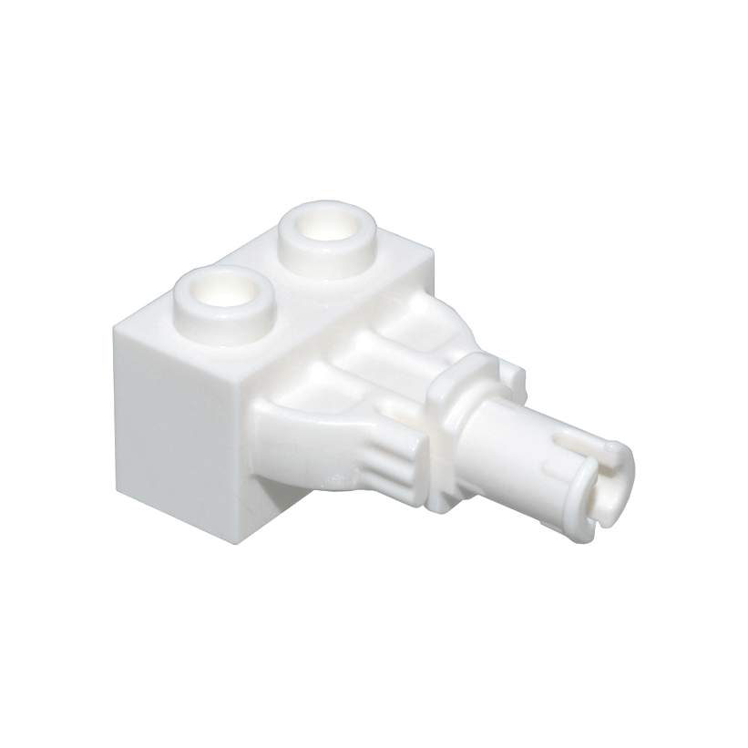 White Technic, Brick Modified 1 x 2 with Rotation Joint Pin